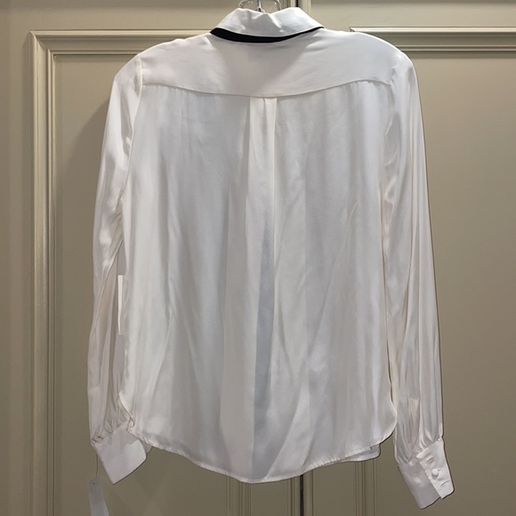 Frame Cream Silk Blouse with Black Silk Chiffon Tie S NWT - Picture 8 of 9